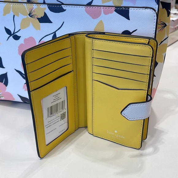 Kate Spade Staci Bee Medium Compact Bifold Wallet Bees Printed Parchment - Picture 14 of 16